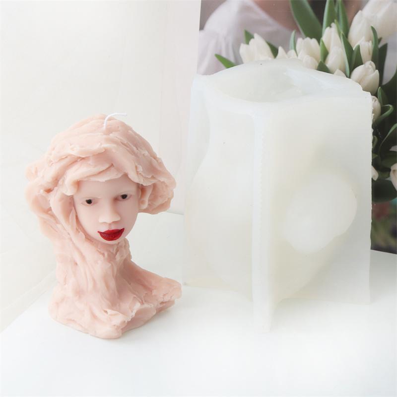 3D Stone Girl Silicone Candle Mold DIY Girls Gypsum Form Carving Art Aromatherapy Plaster Mold Home Decoration Handmade Gifts