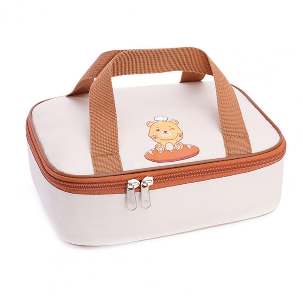 

Bento Bag Large Capacity Double Handle Cartoon Pattern Aluminum Foil Liner Student Insulated Lunch Storage Bag S белый