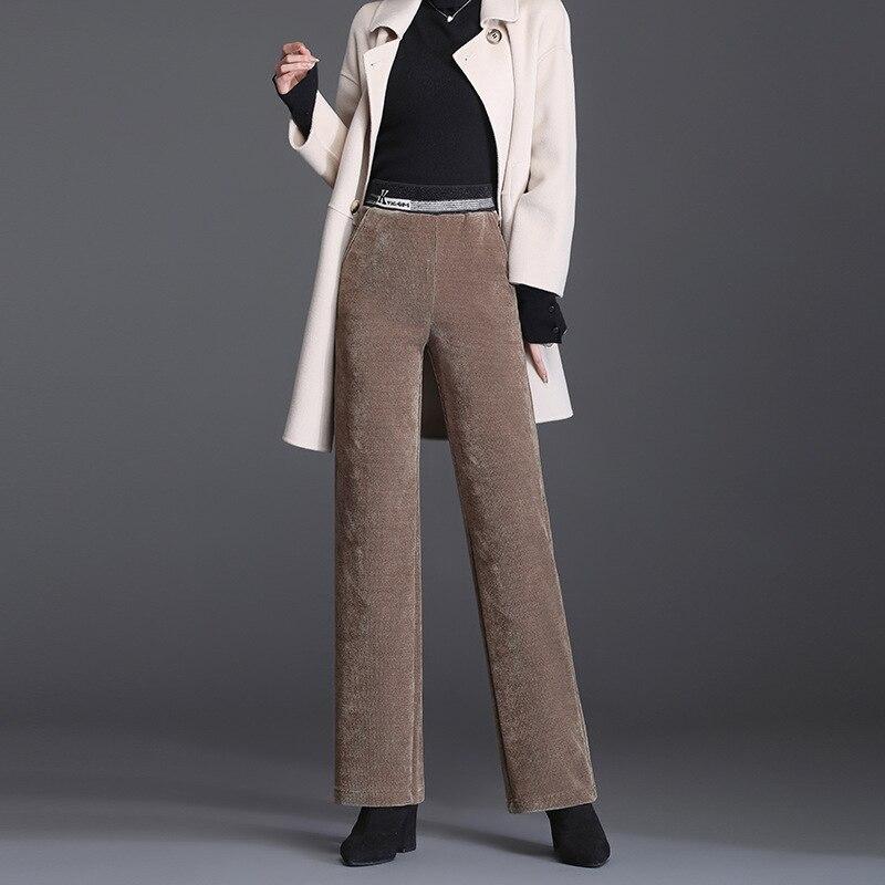 

Осень-зима мешковатые брюки эластичные широкие брюки винтажные спортивные штаны повседневные эластичные вельветовые брюки с высокой талией женские с буквенным принтом XXXXL кофейный