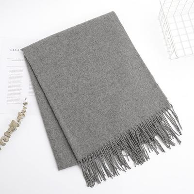 Solid Color Cashmere Scarf for Women In Winter Warm Thickened Autumn and Winter Tassel Gray Shawl Men's Wool Scarf
