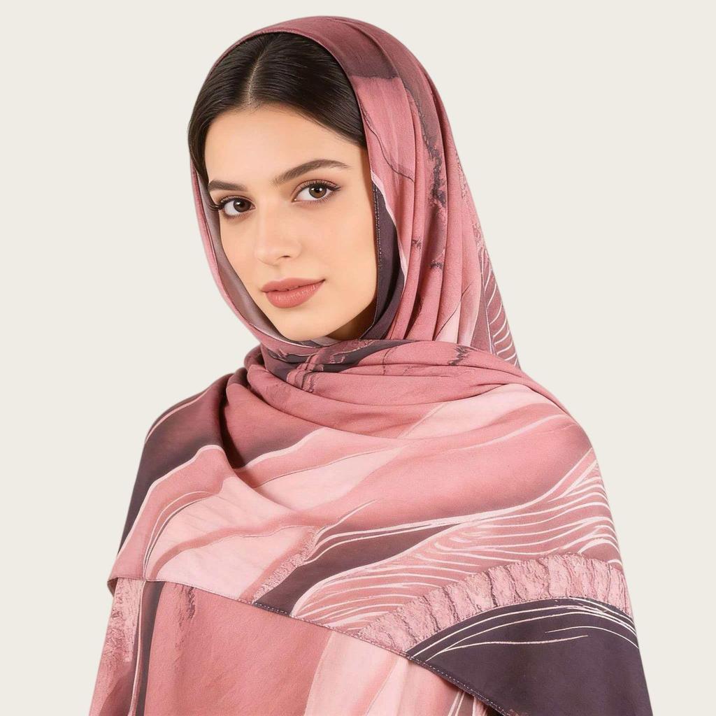 A217 Premium Watercolor Silk-Cotton Long Scarf & Turkish Headscarf