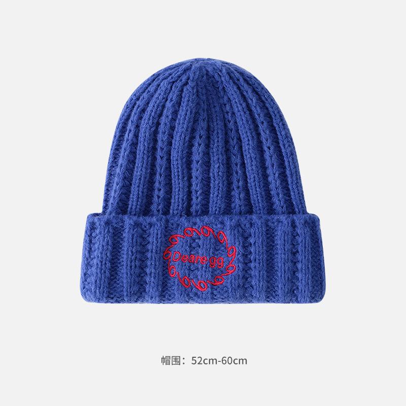 Alphabet Cloth Wool Hat Women's Autumn and Winter Face Small Windproof Ear Protection Cold Hat Fashionable Versatile Warm Knitted Hat