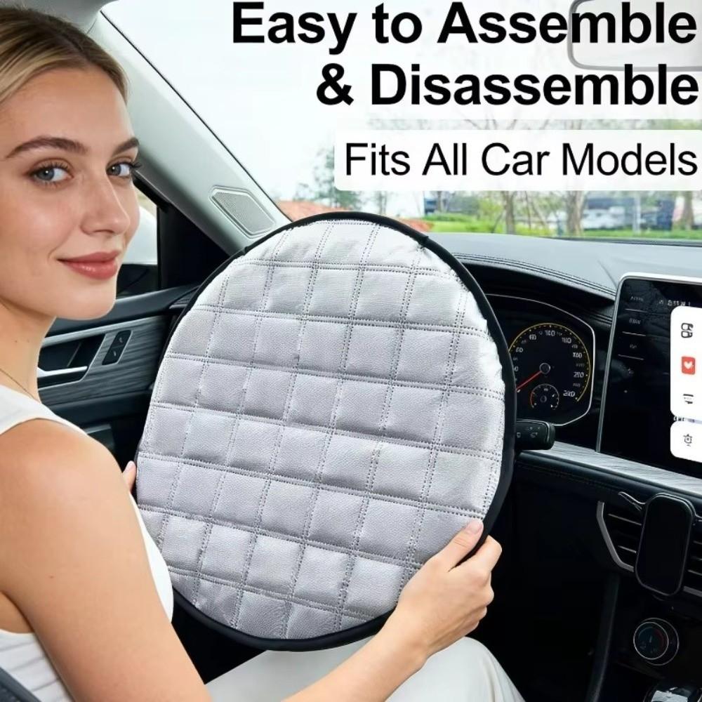 Prevent Aging Car Steering Wheel Cover 44CM Steering Sun Protection Cover  Car Interior