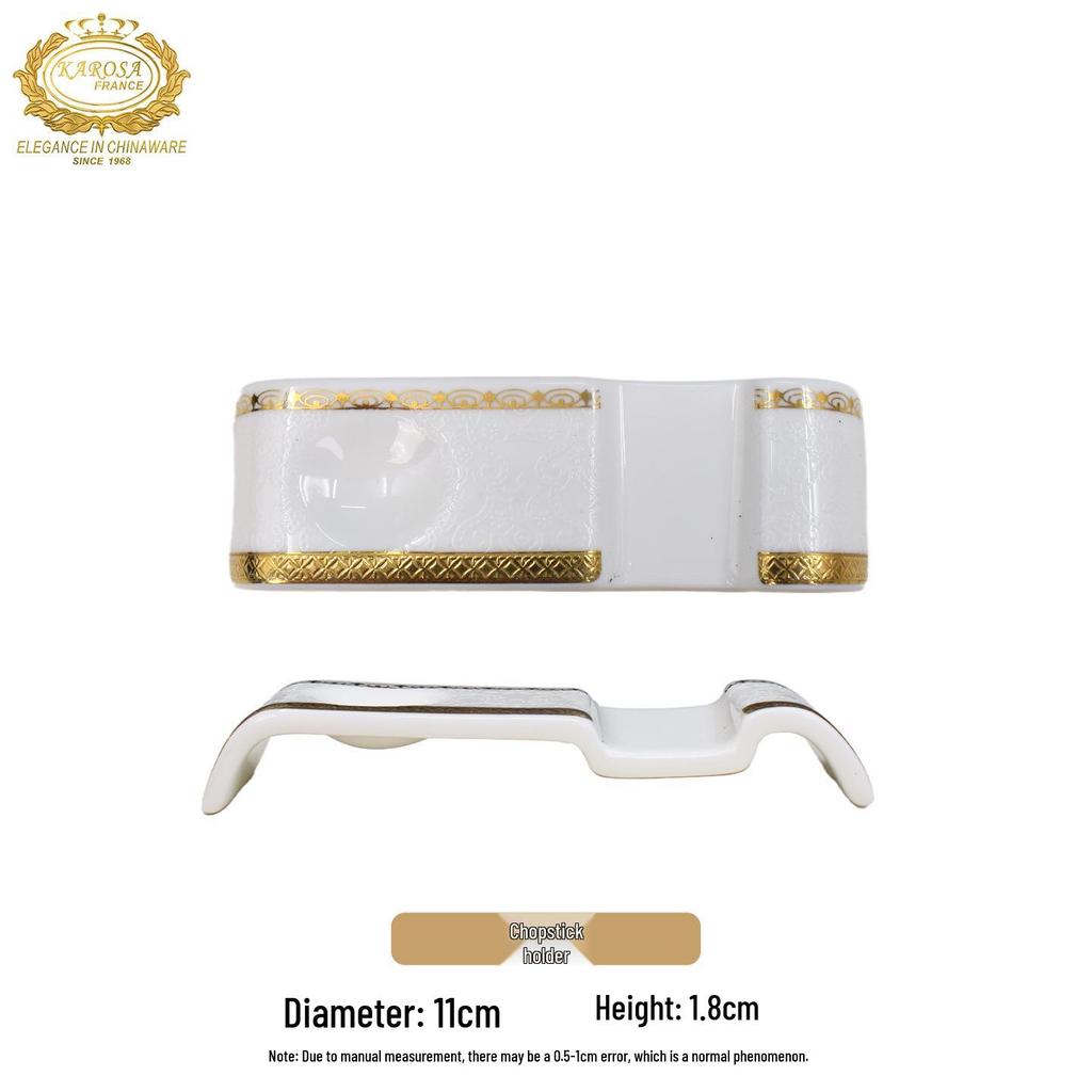 Karosa Light Luxury Bone China Gold Flower Design Tableware Set for Breakfast & Afternoon Tea.