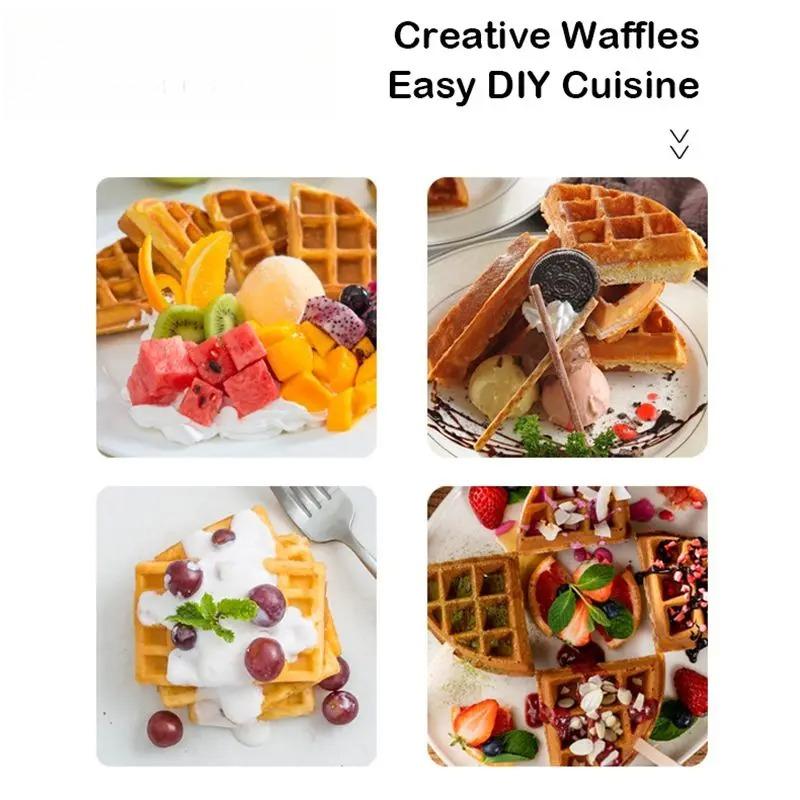 Electric Mini Waffle Maker Pancake Baking Machine Sandwich Toast Breakfast Maker Non-stick Barbecue Oven Double-side Heating EU