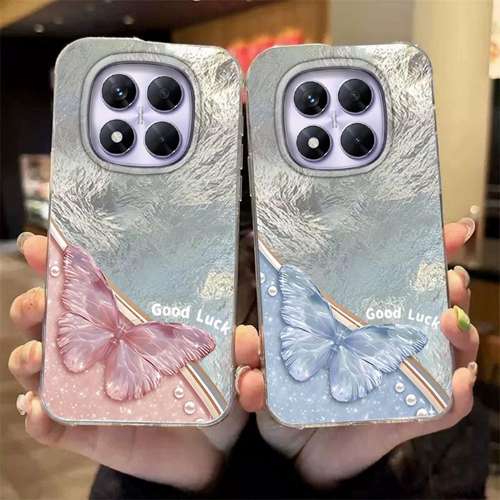 Colorful Gradient Purple Butterfly Leopard Print For Xiaomi Redmi Note 14 Pro 5G Phone Cases Cover Soft Silicone Bumper Hard PC Back Cover