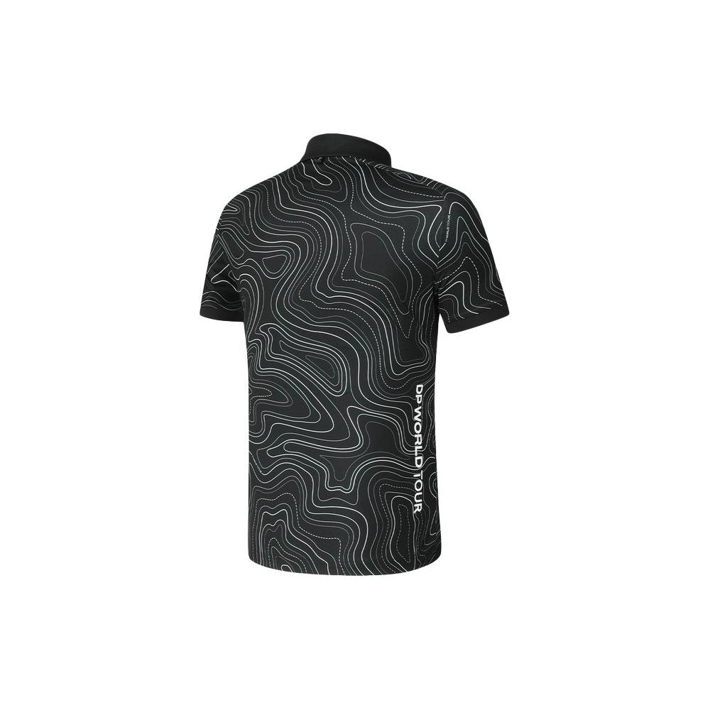 Fila Golf Series Pattern Printed Elite Knit Short Sleeve Polo Shirt Men Polo Shirts A11M415102F-ZA