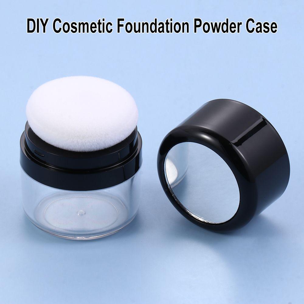Portable Loose Powder Box with Mirror Travel Powder Case with Mushroom Sponge Puff Cosmetic Case Blusher Powder Jar Container