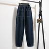 Nowe Vintage Oversize Moda Damskie Wysoki Stan Elastyczne Gładkie Jeansowe Haremki Spodnie Podstawowe Plus Size