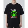 Zombie Streetwear Black T-Shirt With Green Skull And Rose Graphic For Casual Wear