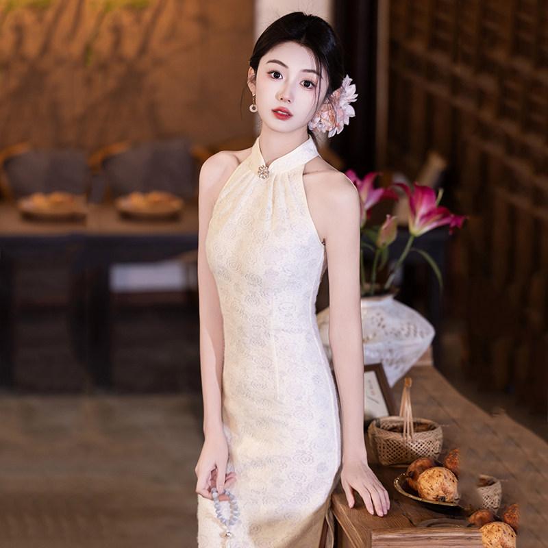 White neck national style new Chinese Suzhou long cheongsam improved young 1011 new women's high sense summer