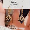 Luxury Black Rhombus Earrings For Women, Japanese & Korean Minority Design, Light Luxury Geometric Ear Clips