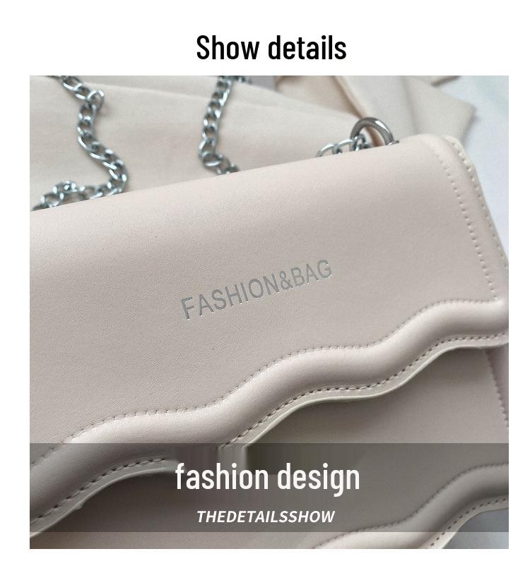 Korean Style Small Square Women's Crossbody Bag - 2025 Solid Color, Wave Pattern, Chain Shoulder, Simple Fashion.