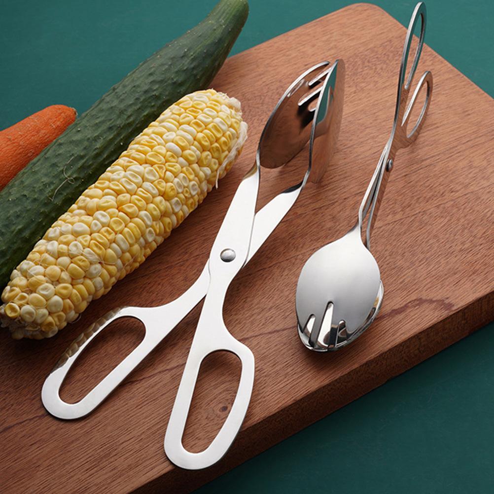 Salad Holder Bun Clips Serving Tong Bread Barbecue Clamp Fried Food Stainless Steel Kitchen