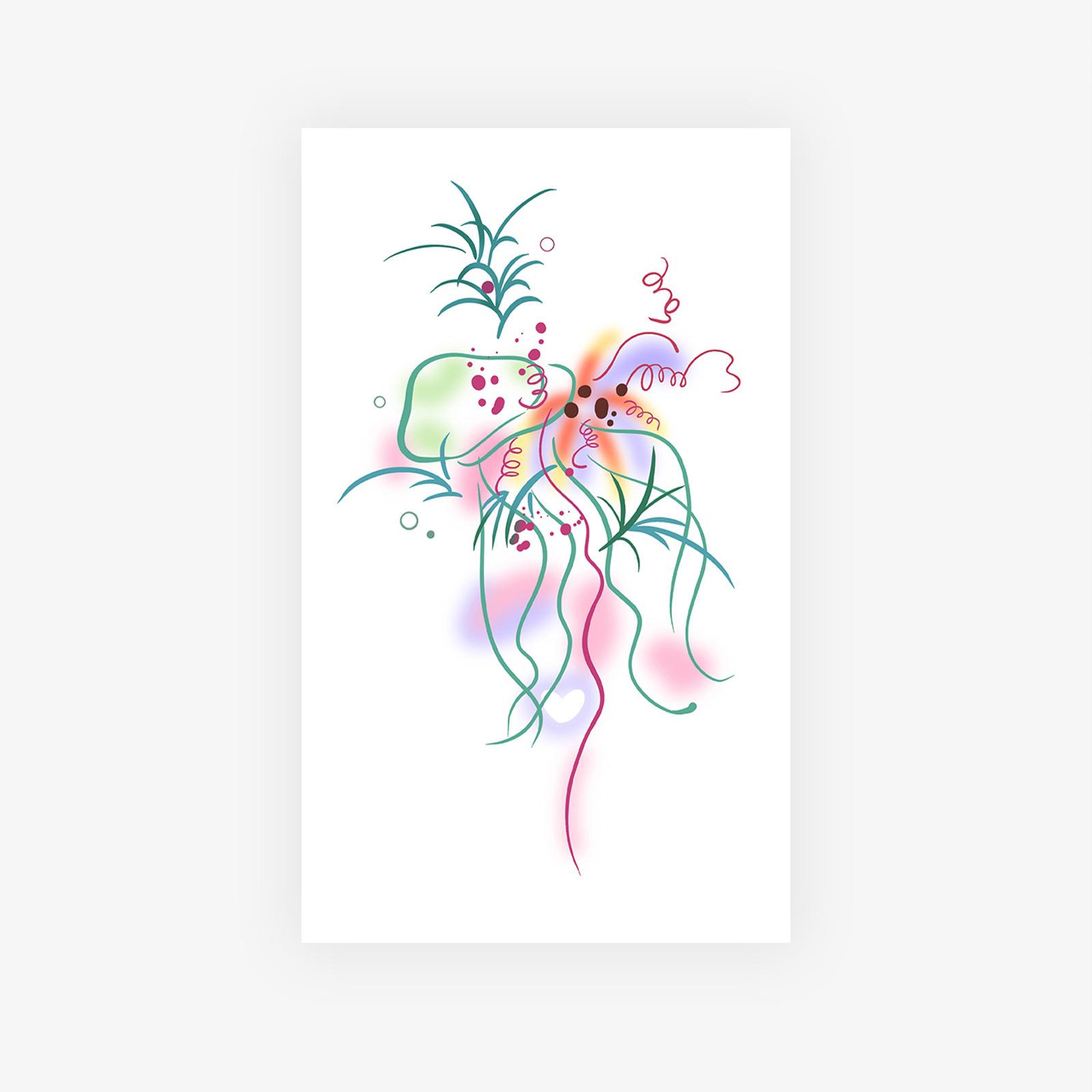 

High Value Personality Creative Color Dopamine Gradual Change Jellyfish Tattoo Sticker 9*15