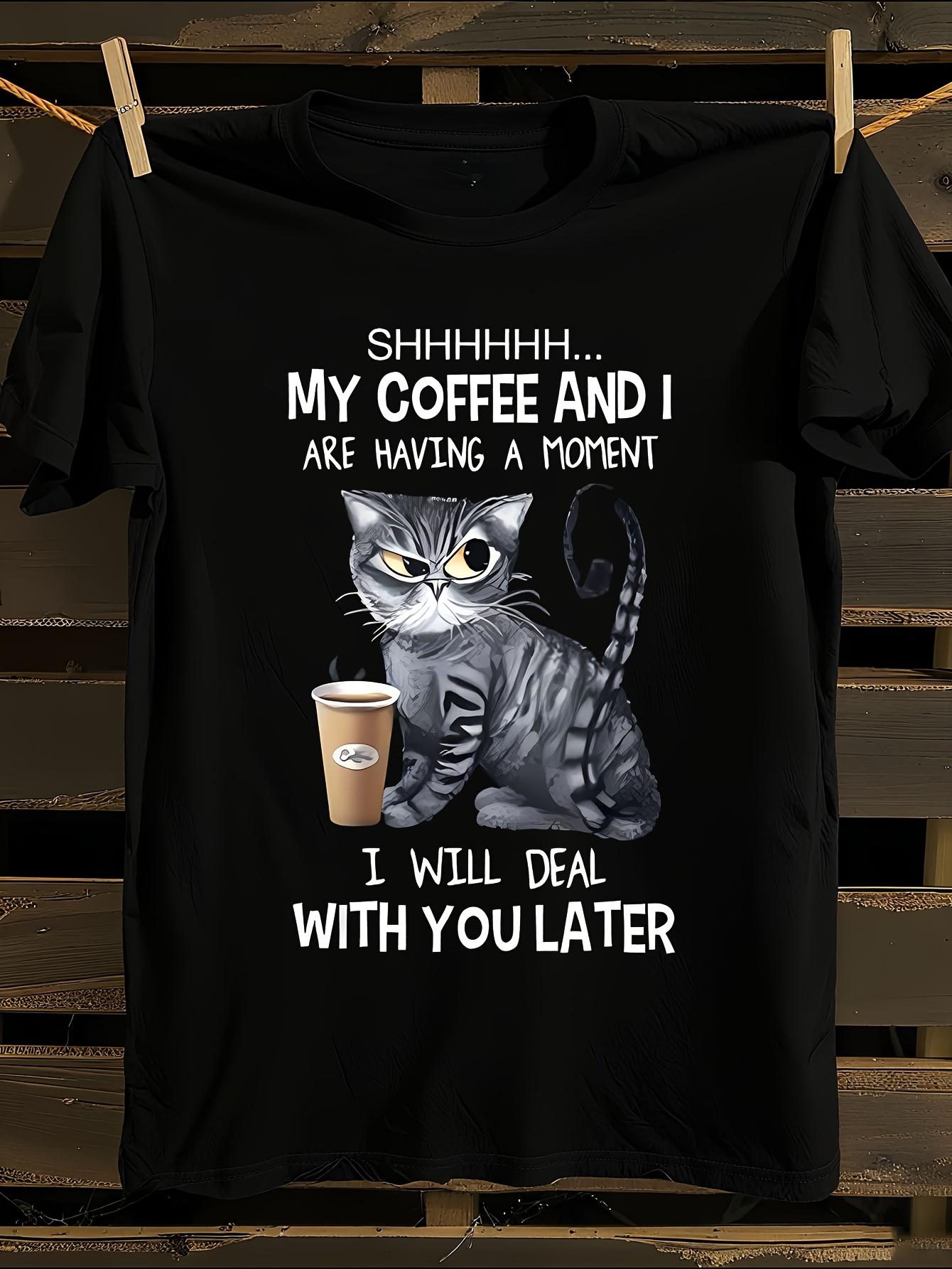 Funny Cat Coffee Graphic Tshirt XXXL