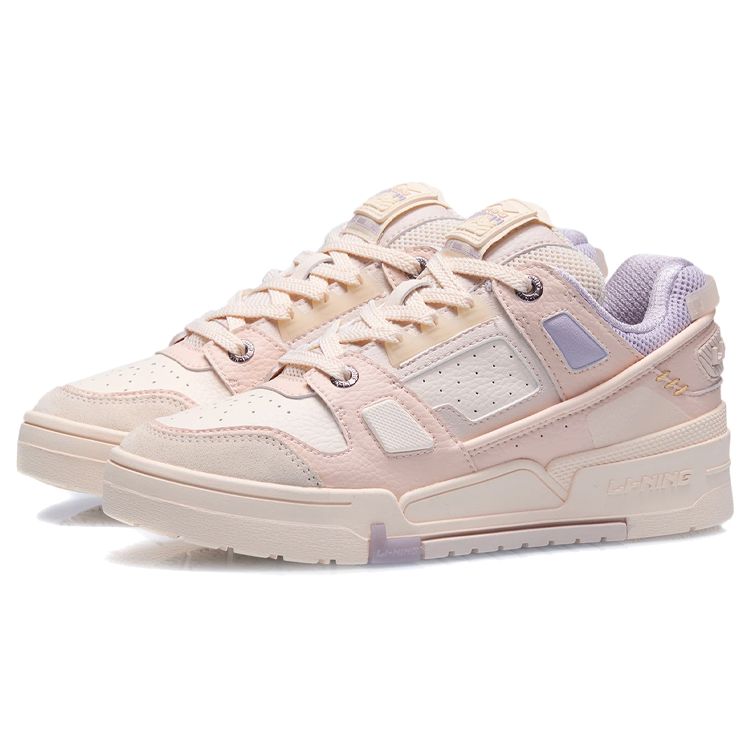 Li Ning Classic Non-Slip Low-Top Skate Shoes Women Sneakers Soft-Rose-Pink AGCR400-5