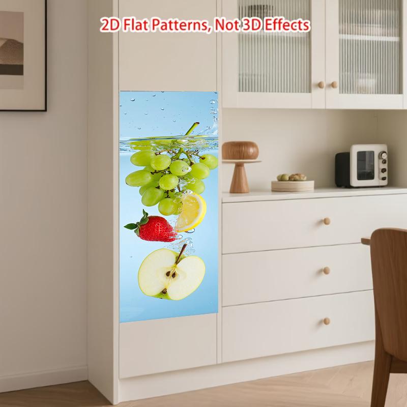 84Style Fridge Stickers Refrigerator Cover Door Landscape Plant Sea Vinyl Self Adhesive Kitchen Furniture Decor Wrap Freezer Sticker DIY