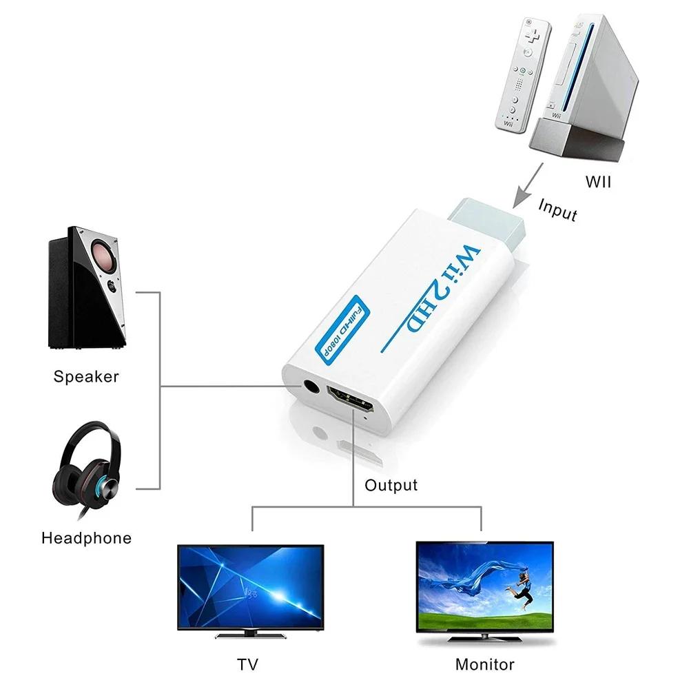 1080P Full HD Adapter Connector 3.5mm Video Audio for PC HDTV Monitor Wii2HDMI-Compatible Wii To HDMI-Compatible Converter
