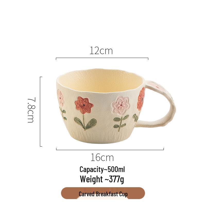 High-Temperature Ceramic Bowl Set - Includes Soup Bowl, Chopsticks, Noodle Plate, Coffee Cup, and Microwave-Safe Bowl