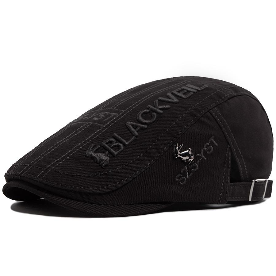 Three-dimensional embroidery cotton forward hat men s fashion rabbit label cap women s casual visor beret Adjustable