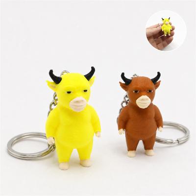 3D Printed Funny Cow Figurine Keychain Novelty Doll Pendant for Bag Backpack Car Party Gift