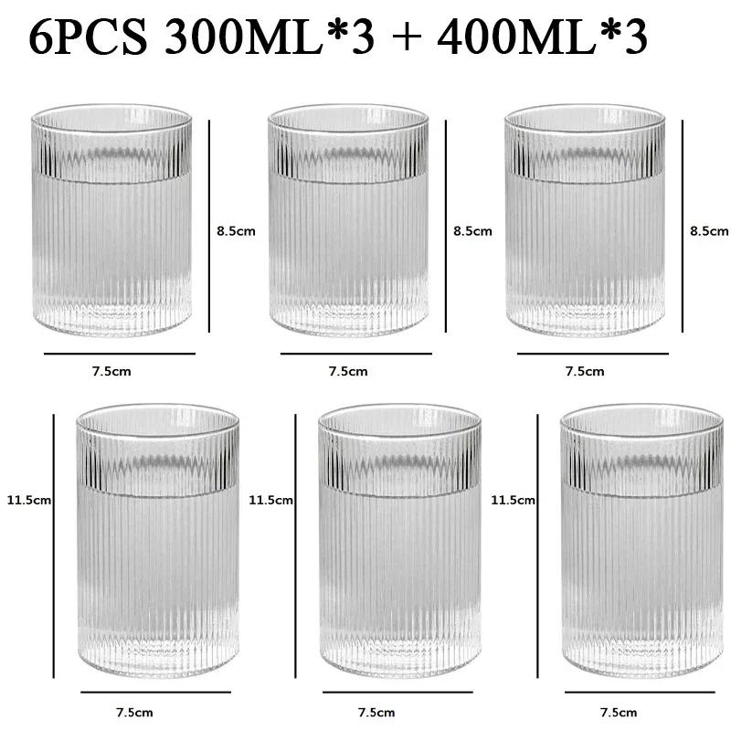 1/2/4/6pcs Vertical Pattern Cup Creative Japanese Glass Wine Juice Drink Coffee Handmade Clear Drinkware Shot Glasses Whiskey