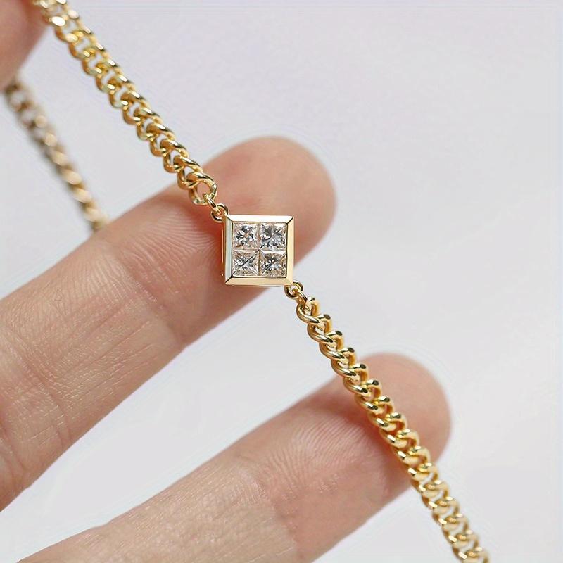 

1 шт. Модный геометрический простой браслет, Изысканное повседневное сочетание, Многофункциональные квадратные украшения из синтетического циркона золотой