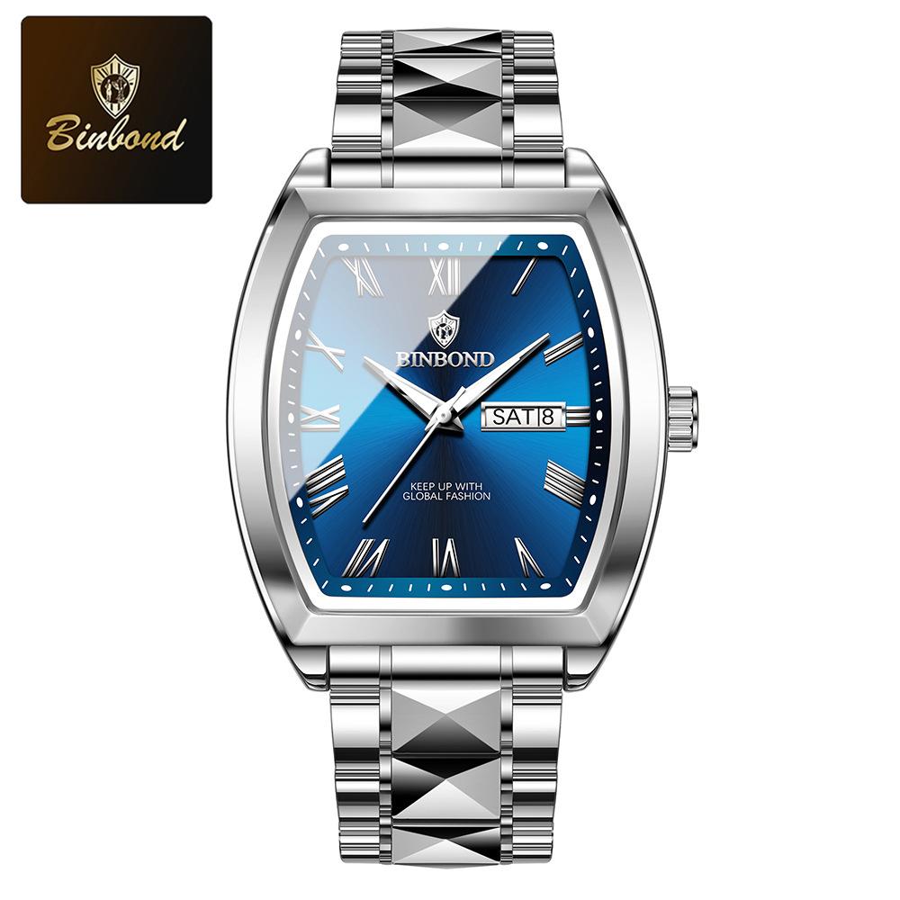 Barrel-shaped men s watches men s high-end business men s watches in the elderly waterproof luminous ten