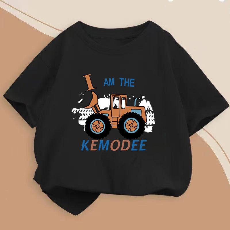 Boys' Pure Cotton Short-sleeved T-shirt New Style Medium and Large Children's Summer Round Neck Printed T-shirt Children's Loose Summer Wear Trend