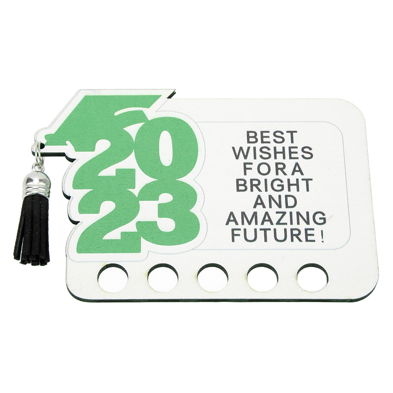 

2023 Graduation Gift Money Holder Unique Wooden Graduation Greeting Card Cash Gift for Table Decoration Green зелений