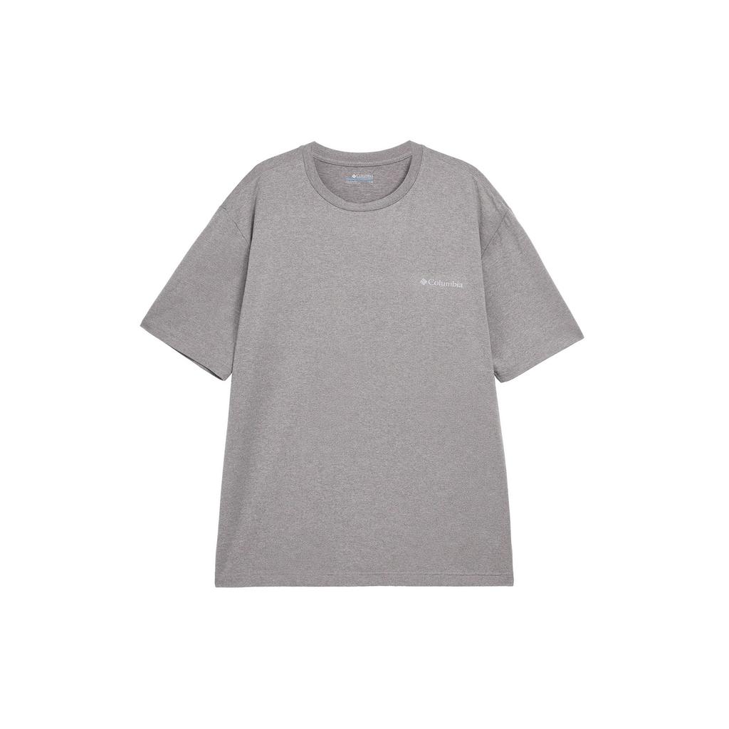 Columbia Solid Moisture-Wicking Sports Short Sleeve T-Shirt Unisex Tops Gray AE5545-003