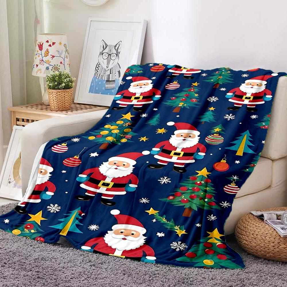 1Pc Christmas Santa Reindeer Blanket Soft And Comfortable Casual Warm Camping Travel Christmas Halloween Gift M91724