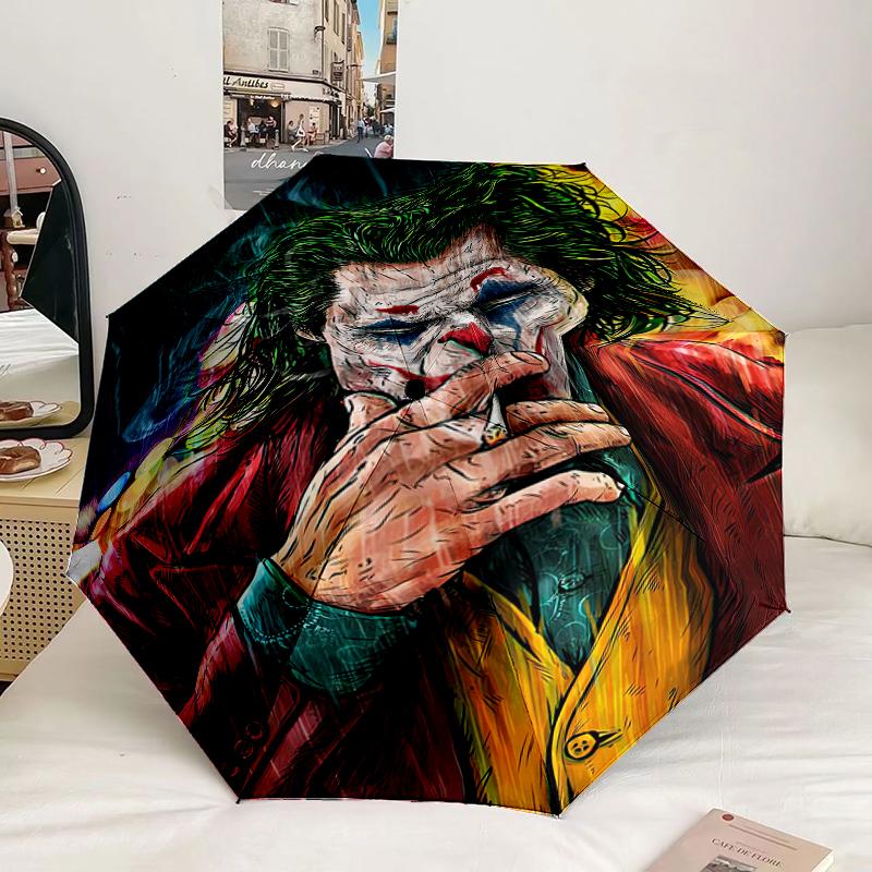 Abstract Clown Pattern Umbrella 8-Frame for Travel, Camping, Casual Lightweight Portable Umbrella, Essential for Every Family Holidays Birthday Gift