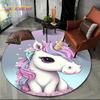 3D Niedliches Einhorn Cartoon Mädchen Geschenk Runder Teppich Teppich für Wohnzimmer Schlafzimmer Kinder Spielzimmer Dekor, Haustierbereich Teppich Rutschfeste Bodenmatte