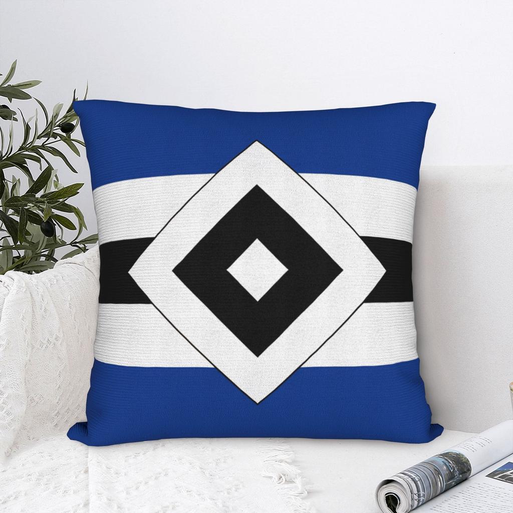 Stripes HSV Hamburger Sportverein Square Pillow Cases Football Club Cushion Cover Decor Pillowcase for Living Room 18"x18"