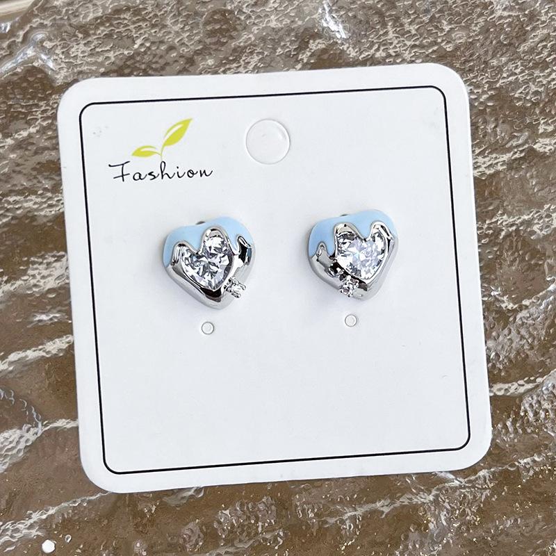 Fresh Light Blue Earrings Geometric Earrings Temperament Net Red Fashion Sense Studs New Fashion Woman