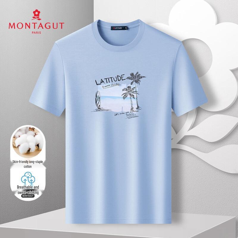 MONTAGUT Men s Breathable Cotton Blend Short Sleeve T-Shirt 56