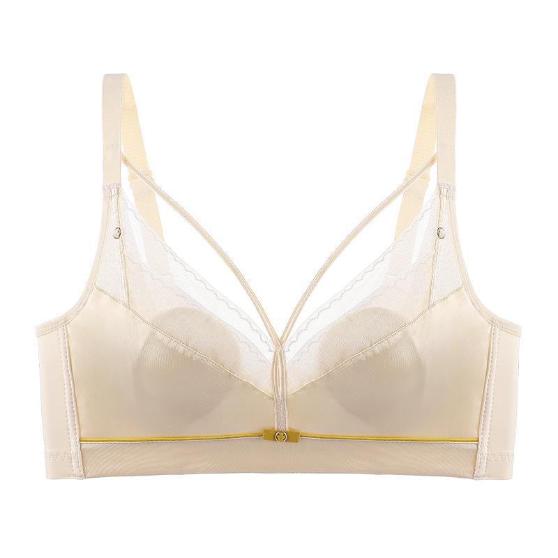 Нова літня атласна ультратонка модна нижня білизна без сталевого кільця М’який і зручний регульований бюстгальтер зі зборами