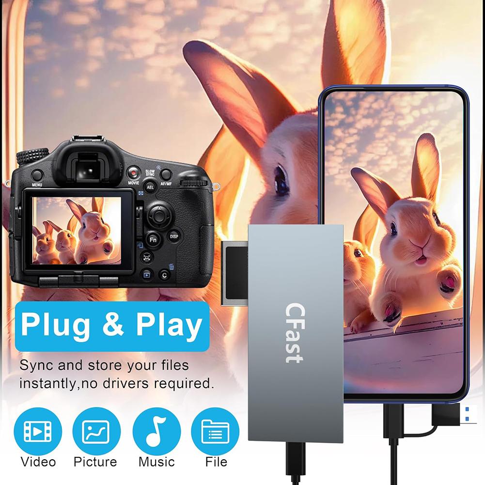 CFast Card Reader Read 6 Cards Simultaneously Memory Stick Pro Duo Adapter 5Gbps USB Card Reader for CFast/CF/MS/SD/TF/XD Card