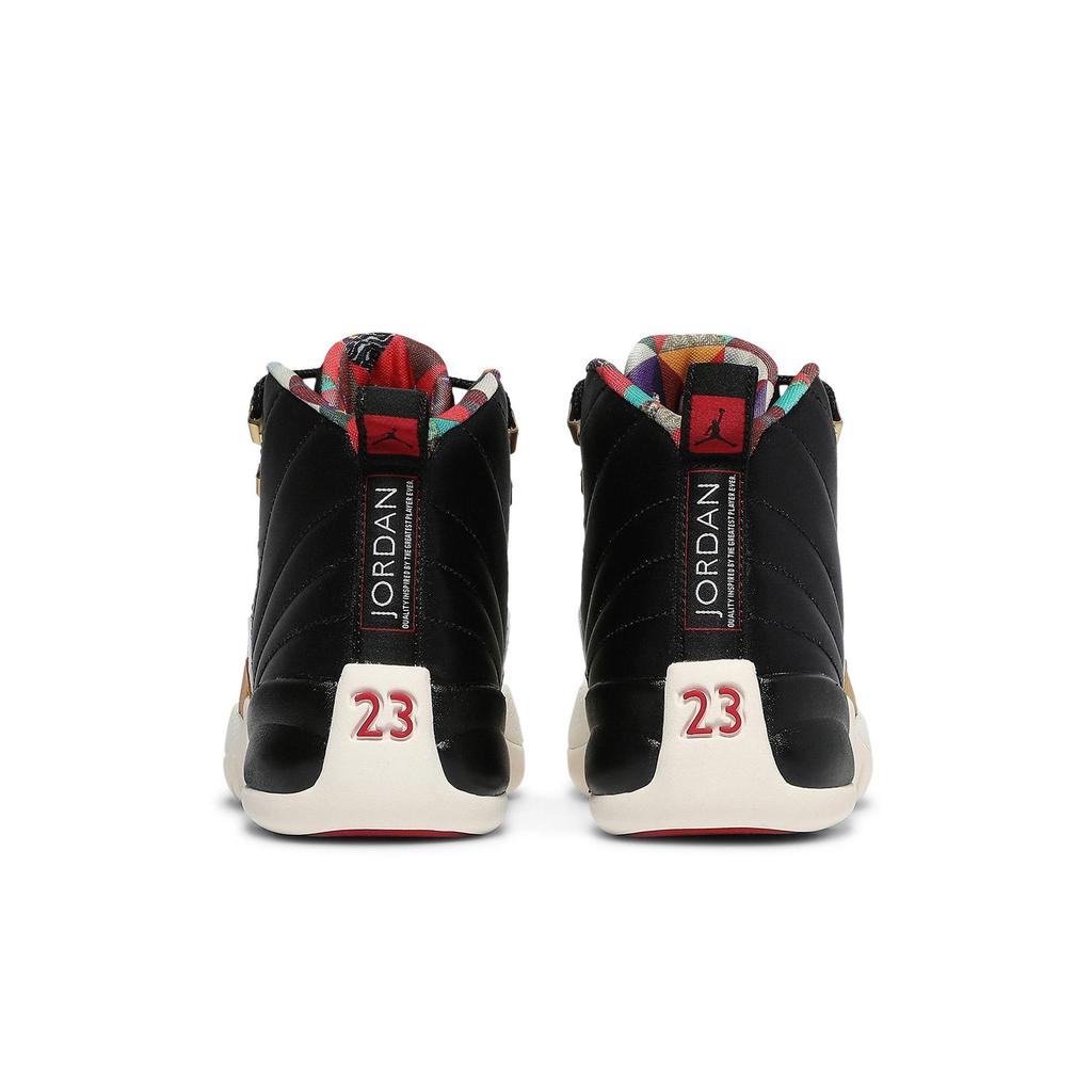 Air Jordan 12 Retro Grade School 'Chinese New Year' 2019 (Unisex) Black / Sail-Metallic Gold-True Red Kids' Basketball Shoes BQ6497 006