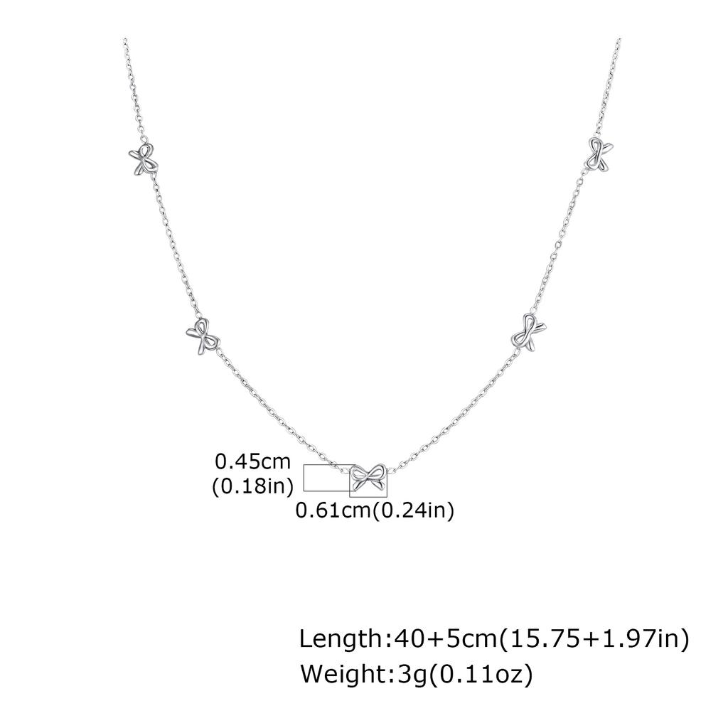 Elegant Double Layer Chain Bowknot Charms Necklace for Women, Stainless Steel Y-shaped Thin Link Necklace, Fashion Jewelry Gifts