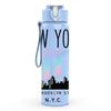 1PC New York City Skyline 750ml Color Plastic Sports Water Bottle Leakproof Flip Straw Lid Suitable for Sports Office Home Use
