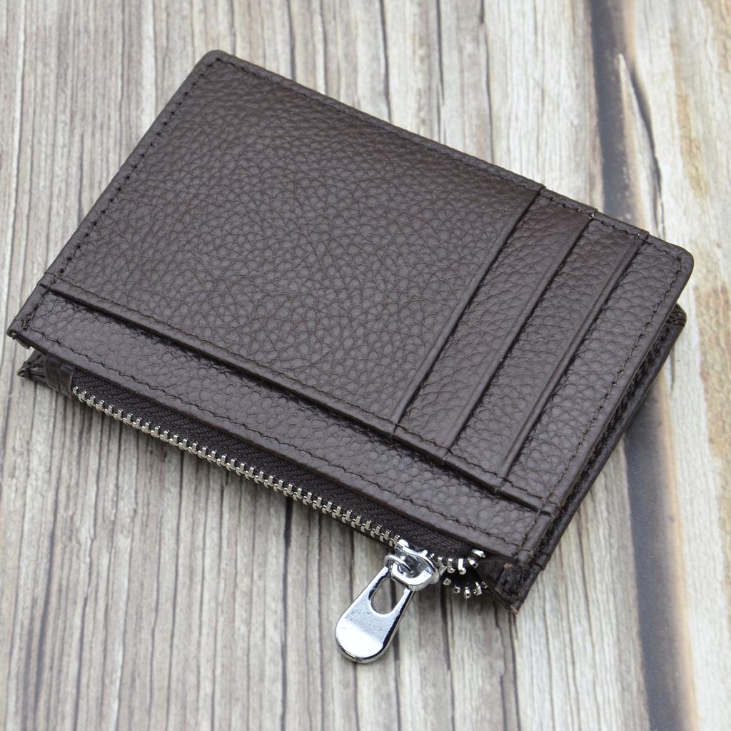 Men's Women Genuine Leather Bifold Wallet Multi Card Slots Accordion Zipper Coin Pocket Anti-theft Short Purse