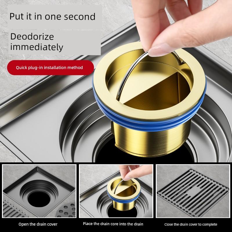Anti-Odor Floor Drain Core for Bathroom and Toilet, Anti-Backflow Odor Prevention Device, Universal Insect-Proof and Odor-Proof Full Copper Inner Core