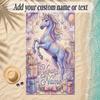 Unicorn Theme Soft Beach Towel Personalized Custom Name Text Towel Portable for Beach Pool Travel