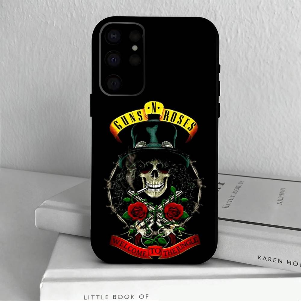 Band G-Guns-S N R-Roses Phone Case For Samsung S25,S24,S21,S22,S23,S30,Ultra,S20,Plus,Others Soft Black Cover