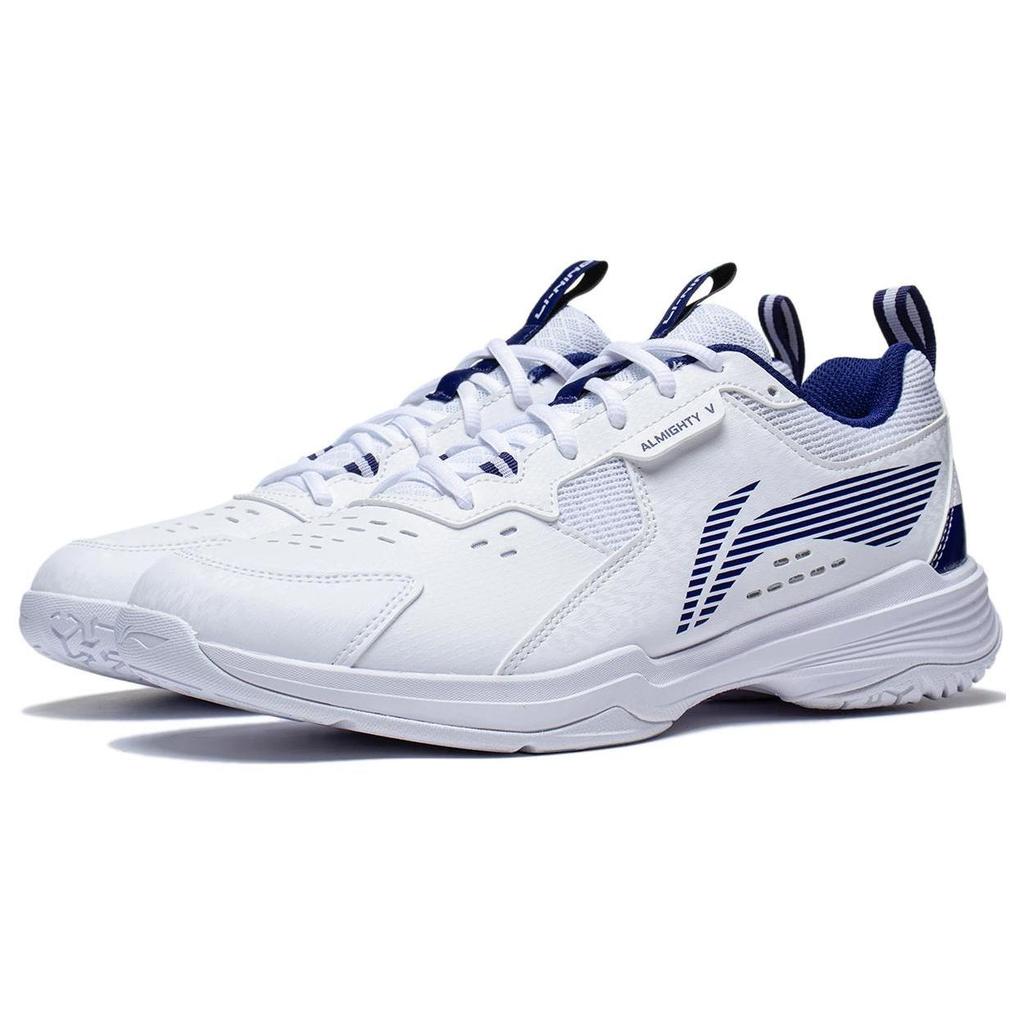 Li Ning Ace V Collection Slip Resistant, Abrasion Resistant, Breathable Low top Badminton Shoes Unisex White Blue AYTT001-3