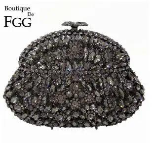 Boutique De FGG (in Stock ) Light Blue Saphire Women Crystal Clutch Evening Handbag Party Luxury Diamond Handbags Wedding Purse