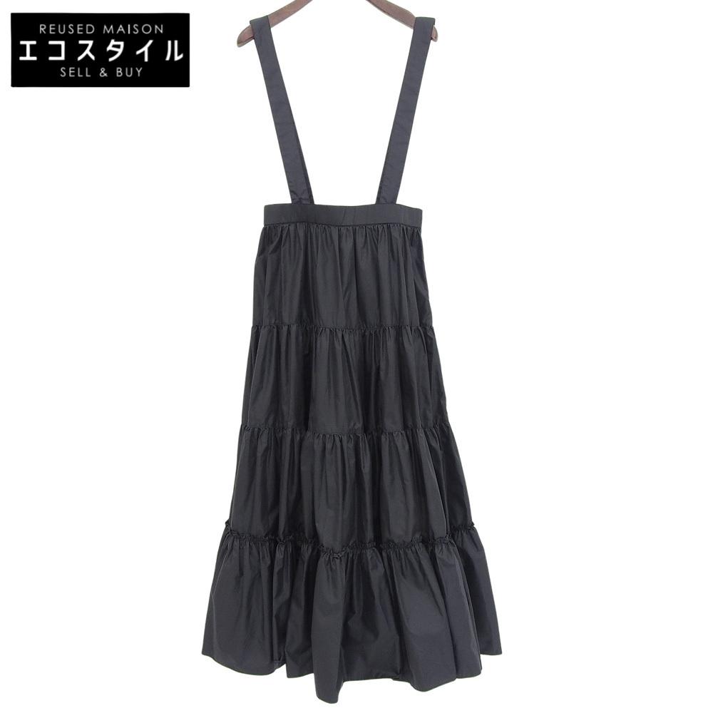 cygne Women's Long Tiered Skirt with Overalls, Black, 1 skirt 1 blackUsed